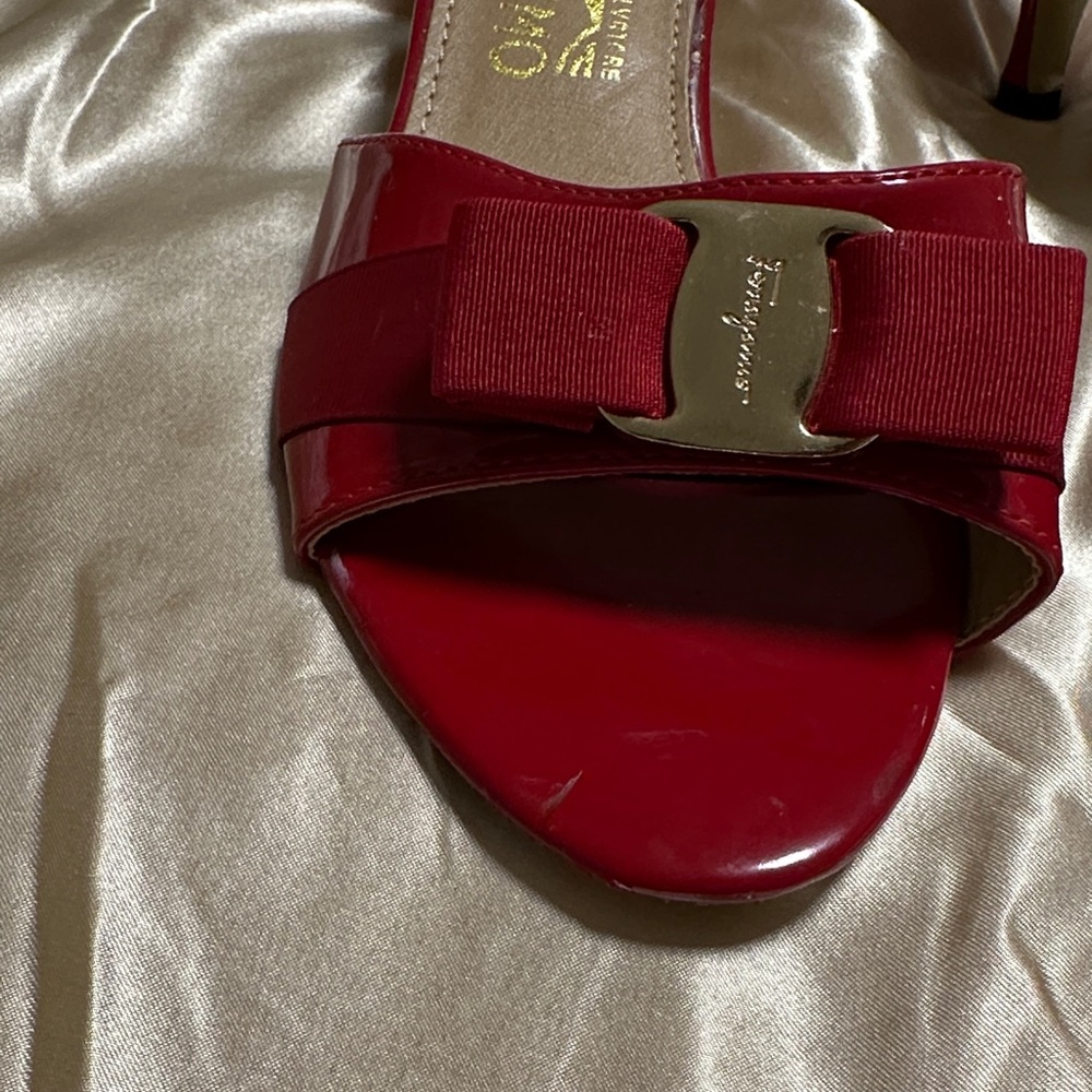 Salvatore Ferragamo Red Patent Leather Mules - Picture 3 of 10